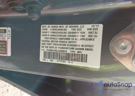 2018 Honda Cr-V Ex из США, поврежденный, VIN 7FARW1H52JE009978